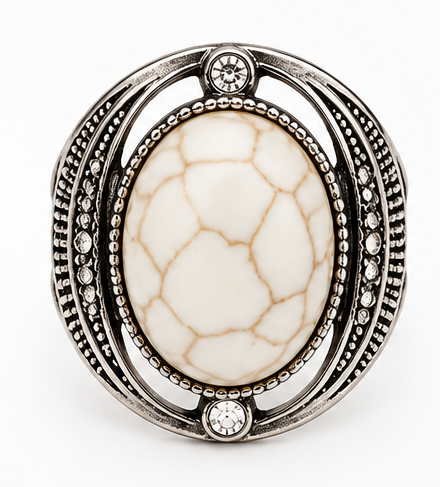 Western White Stone Statement Ring