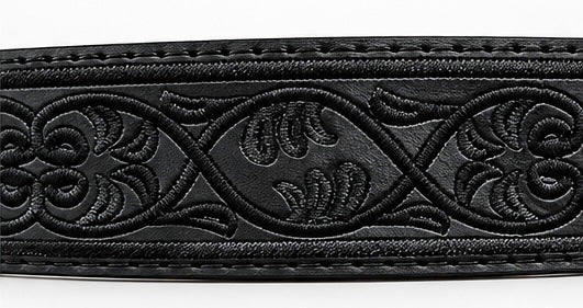 Embroidered Western Belt Black-Black