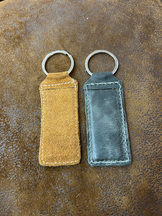 Embroidered Leather Ring Keychain