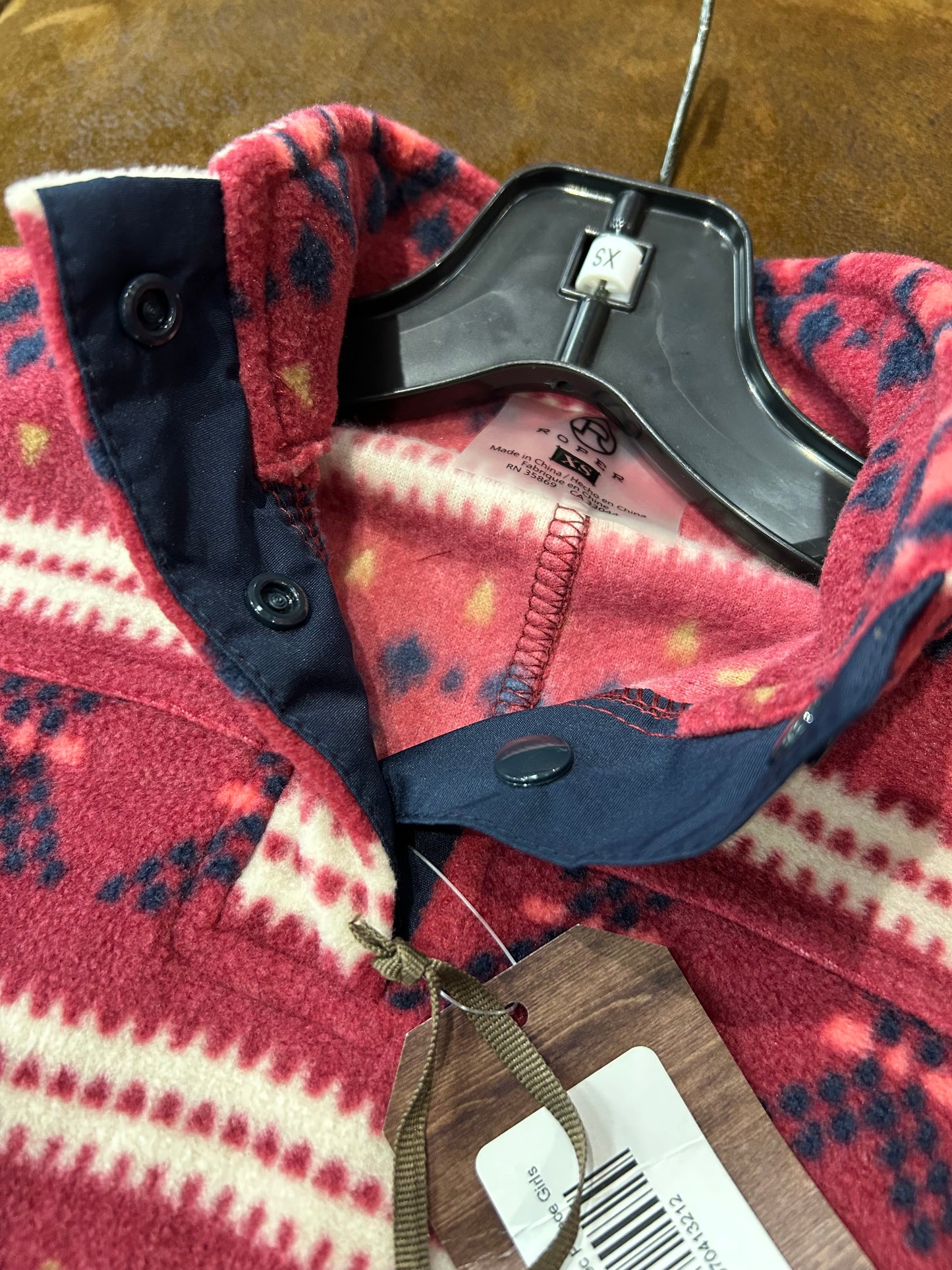 Roper Rusty Red Aztec Fleece Girls