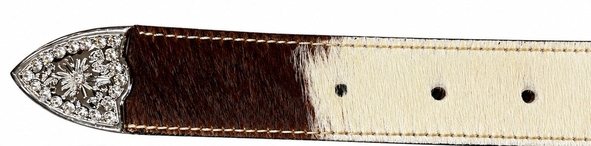 Hair-On Cowhide Rhinestone Western Ladies Belt