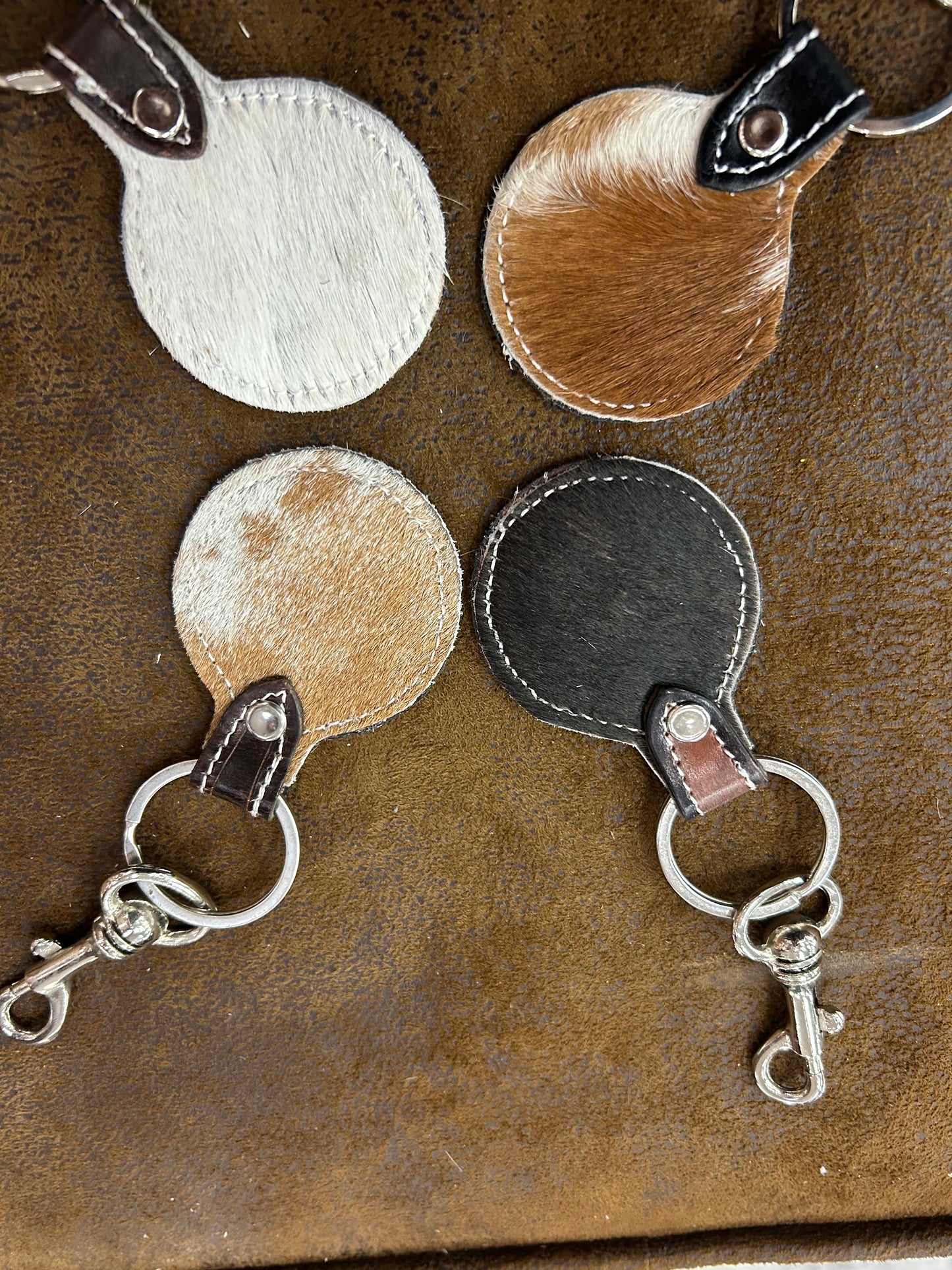 Tooled Cowhide Keychain