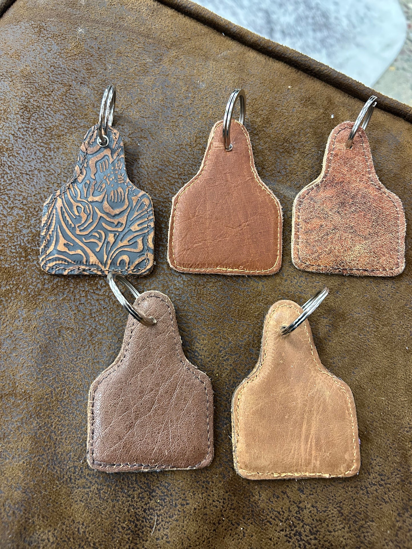 Cowhide Western Keychain