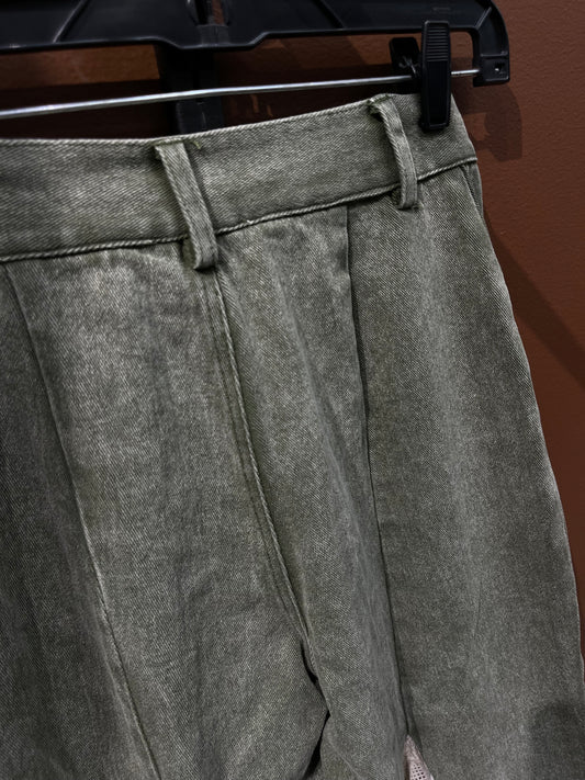 Olive Wide Leg Denim Pants