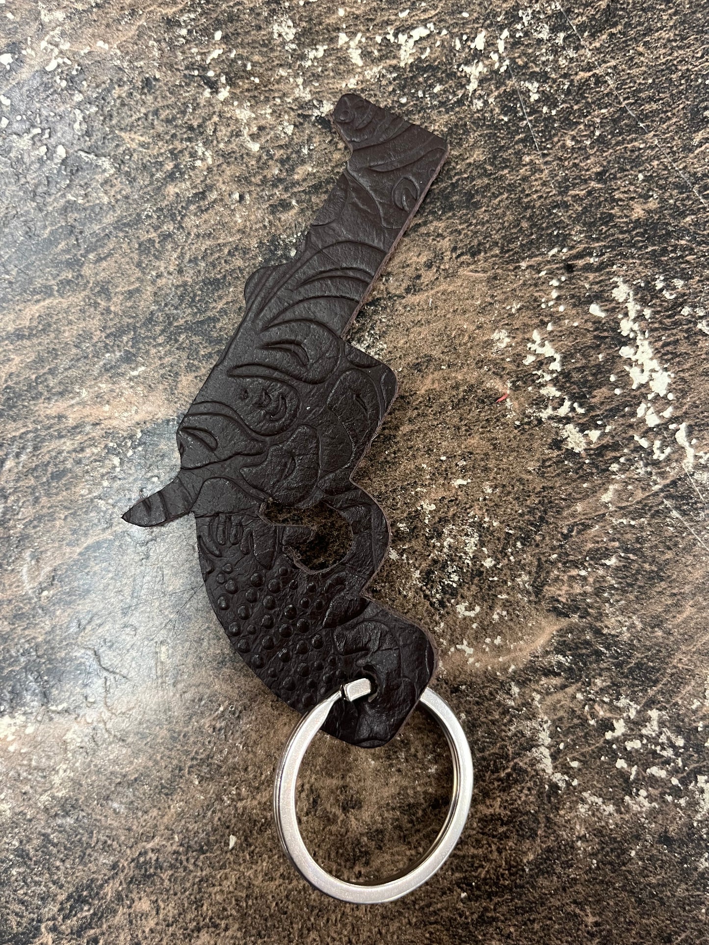 Tooled Leather Western Keychain