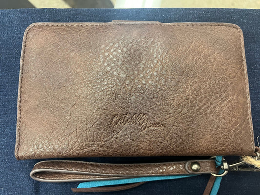 Justin Women Wallet Brown W/Asymmetrical Hair On