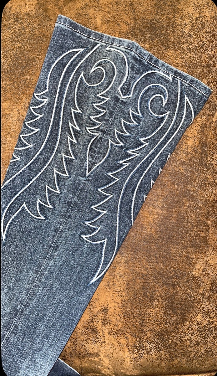 Grace in LA Bug Toe Western Side Detail Flare Jeans