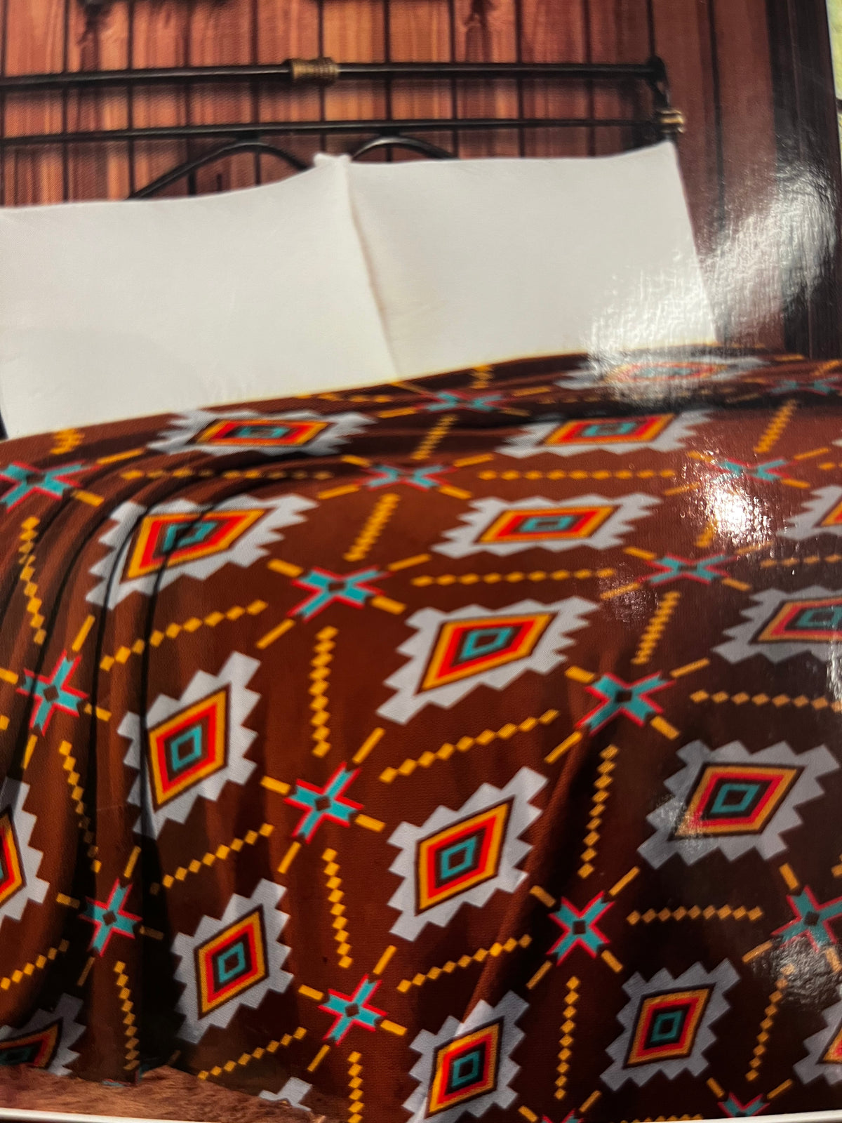 Western Linens Turquoise Aztec thin throw Mia blanket