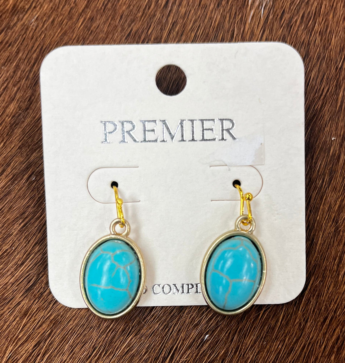 Gold Turquoise Teardrop Earrings