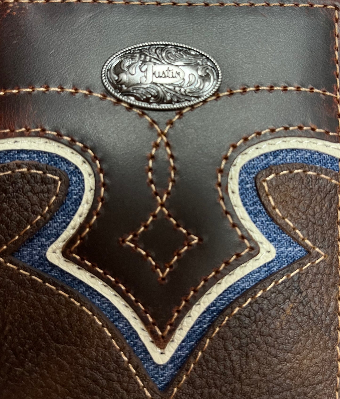 Justin Genuine Leather RW Yoke W/Denim Inlay