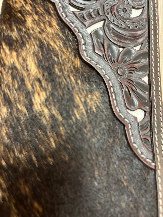 Tony Lama Rodeo Brindle Hair On W/Tooled Yoke and Ivory Underlay