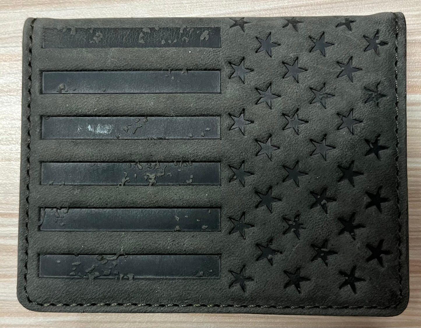 Justin Genuine Leather Bifold Card Wallet Graphite Flag
