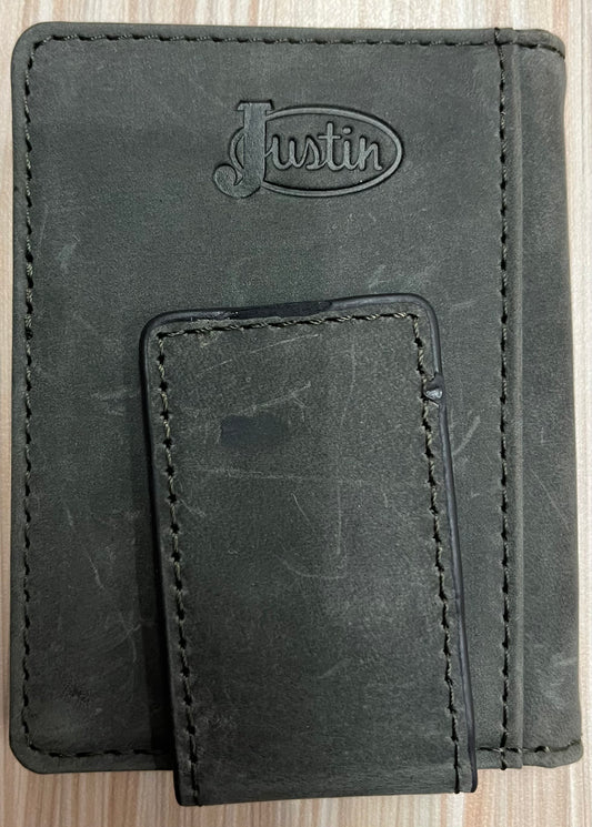 Justin Genuine Leather Bifold Card Wallet Graphite Flag