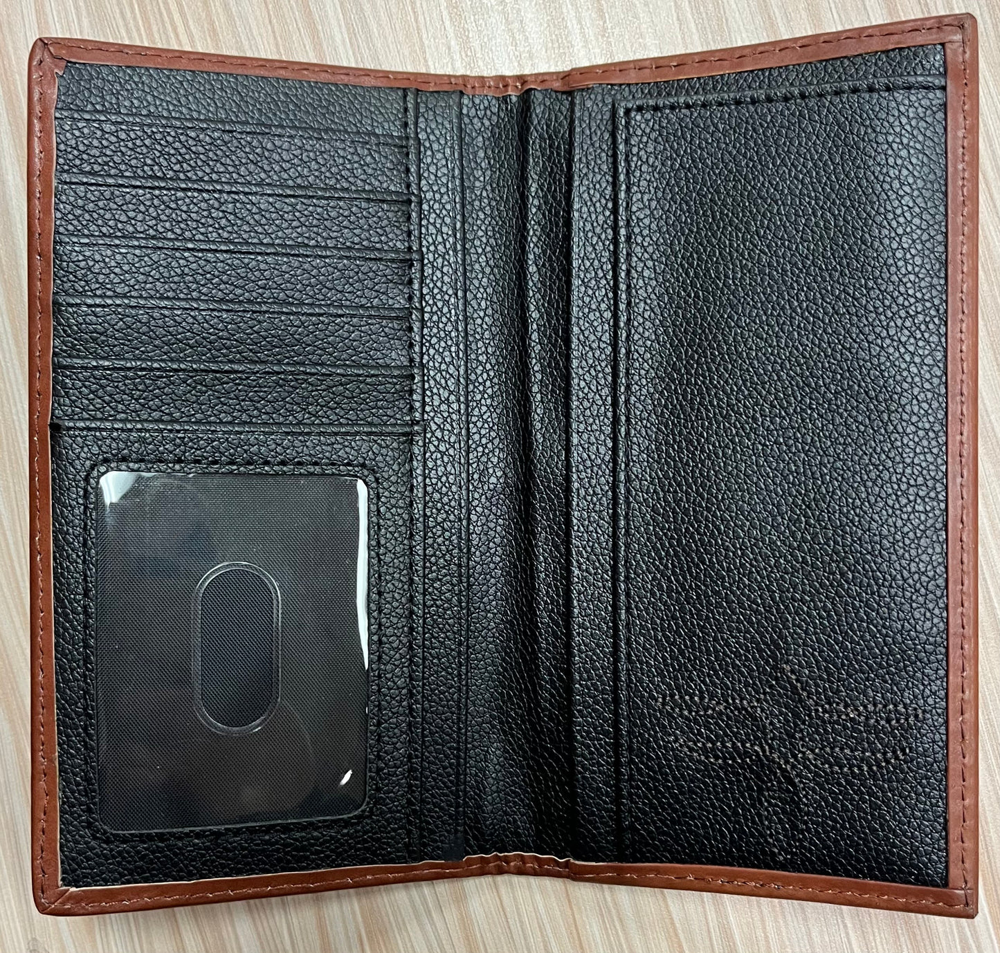 Justin Men's Genuine Leather Wallet with Floral Tooling and Brindle Hair On
