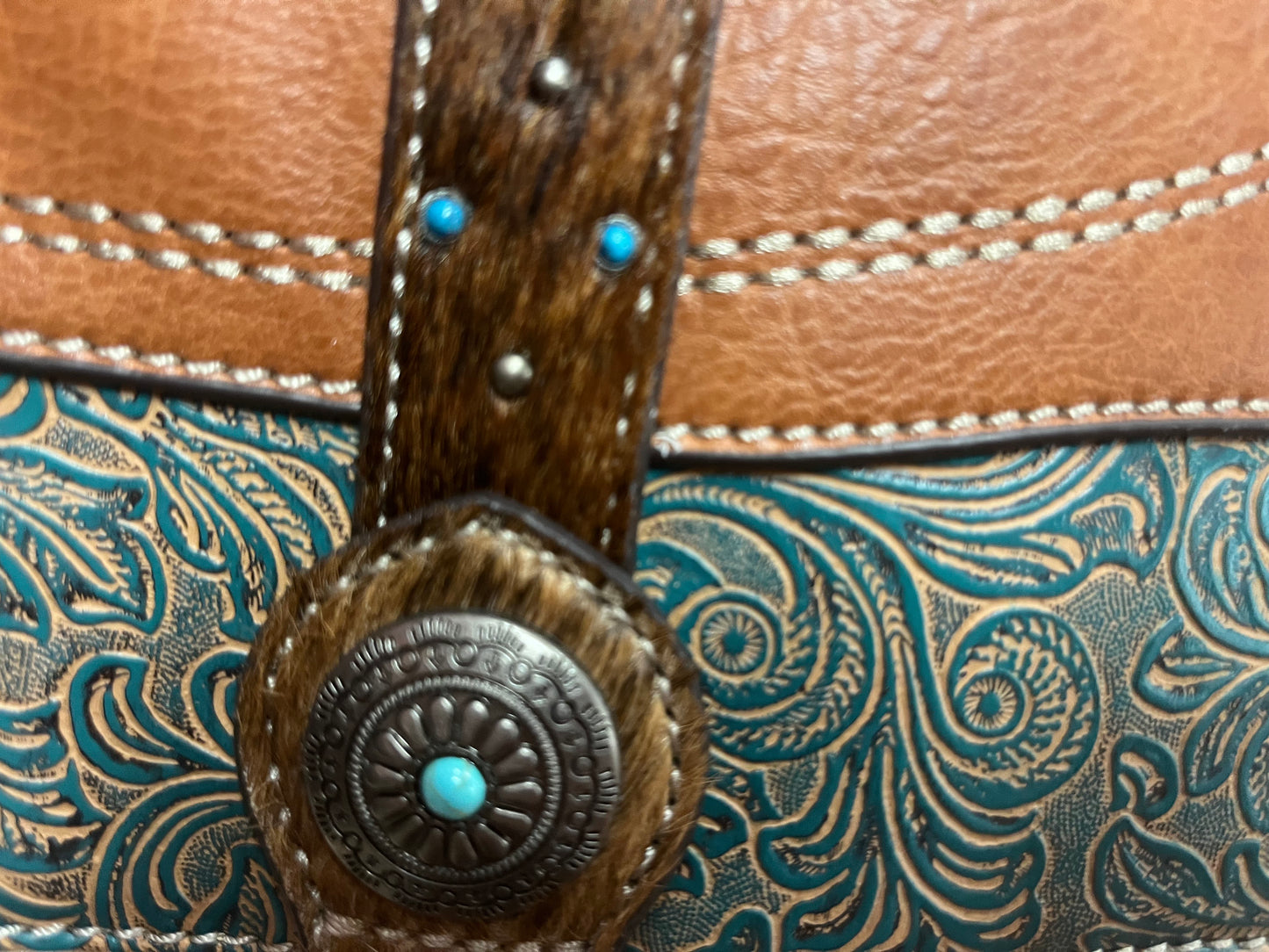 Justin Ladies Tote Embossed W/Hair on Accent