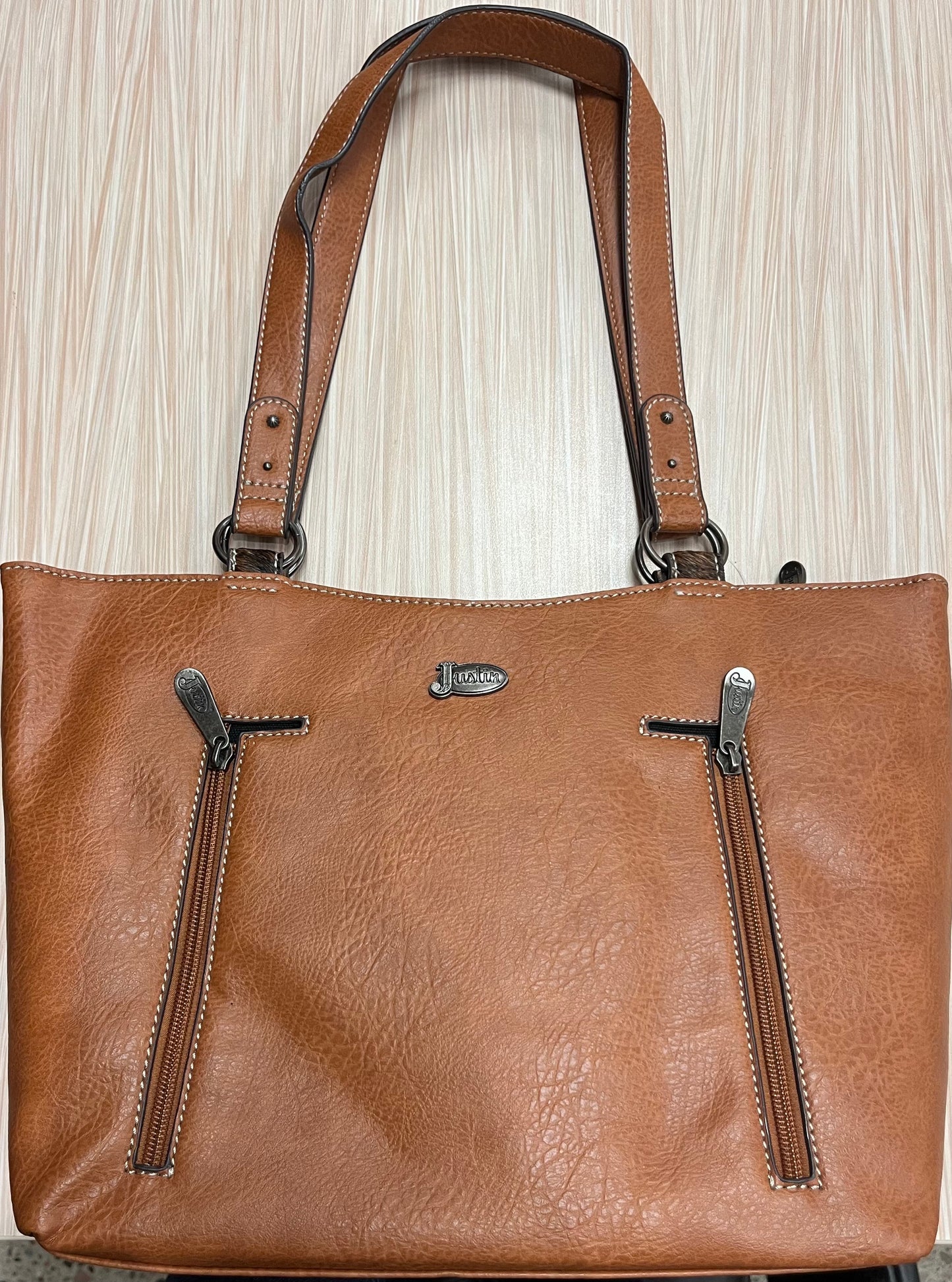 Justin Ladies Tote Embossed W/Hair on Accent