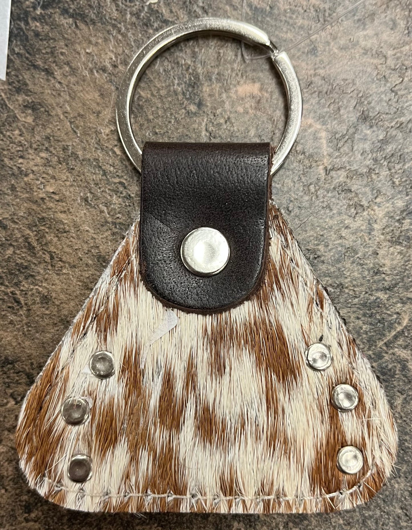 Keychain Western Hair-On Cowhide Turquoise Stone