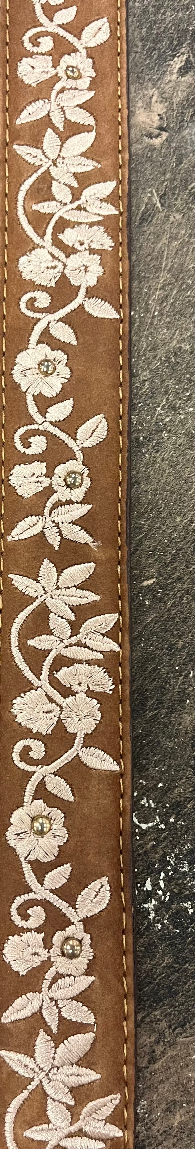 Rustic Floral Leather Belt