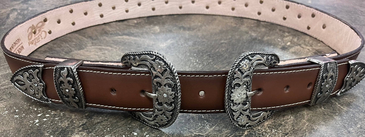Double Buckle Rhinestone Belt