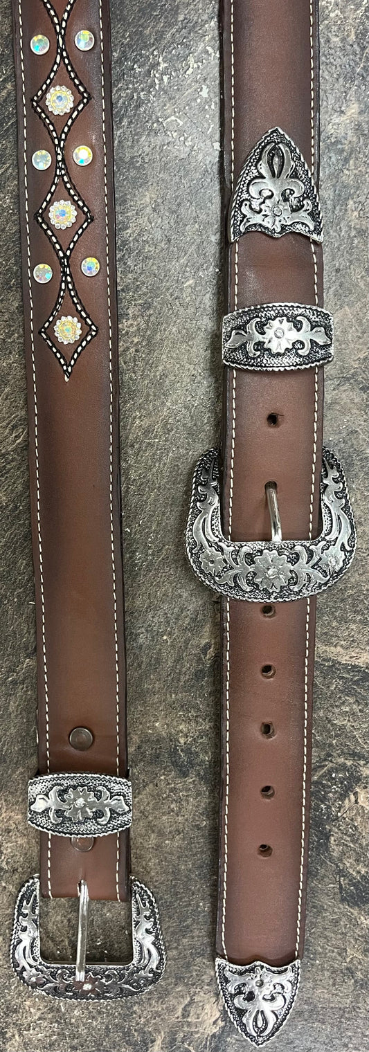 Double Buckle Rhinestone Belt