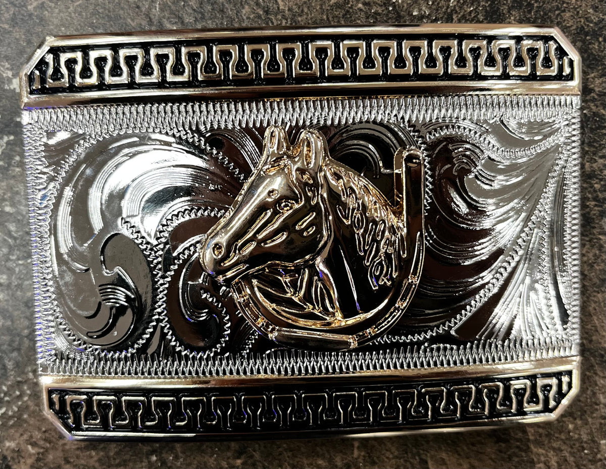 Horse & Horseshoe Western Buckle