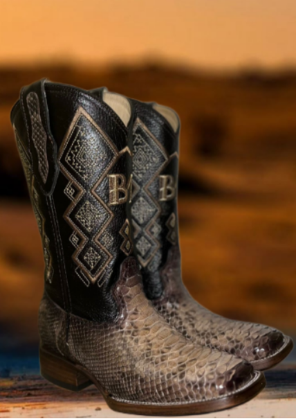 Men's Taupe Python Boots