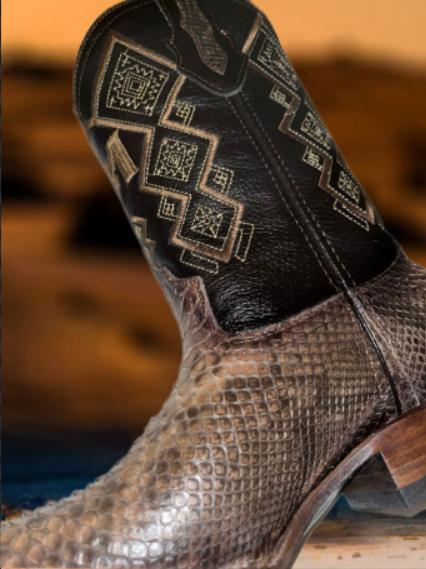 Men's Taupe Python Boots
