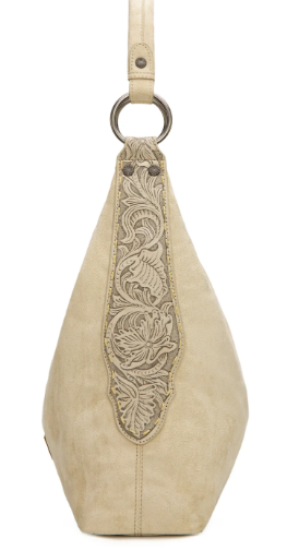 Wrangler Floral Tooled Hobo Bag with Pouch-Beige