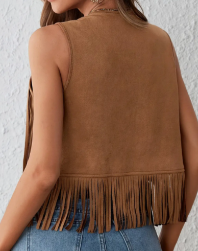 Western Cowgirl Fringe Studded Vest