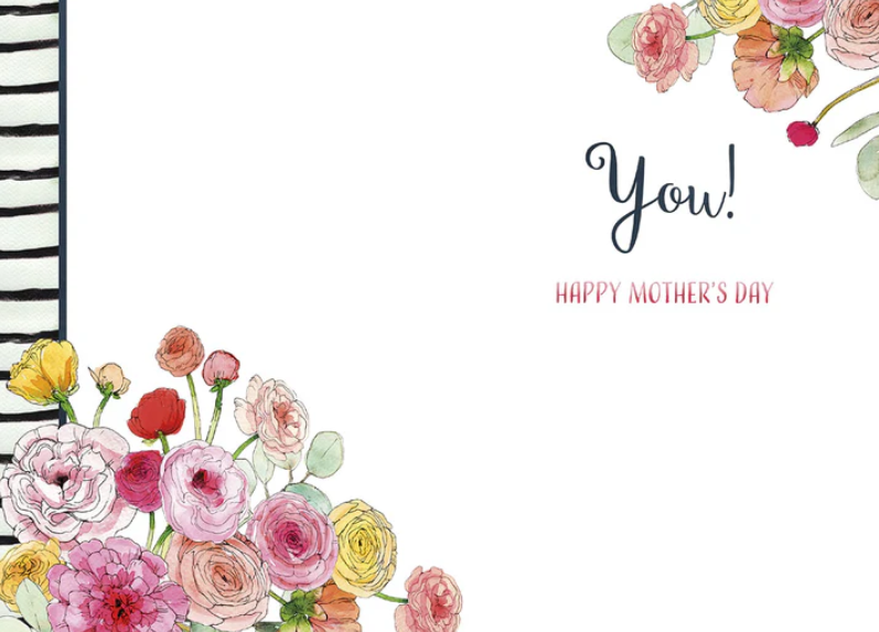 Floral Stripe Embrace Heartfelt Mother's Day Greeting Card