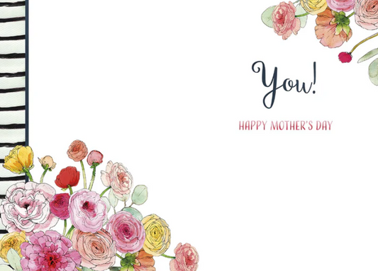 Floral Stripe Embrace Heartfelt Mother's Day Greeting Card