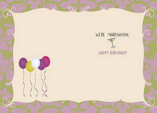 Trixie Holding Martini with Olive Birthday Card