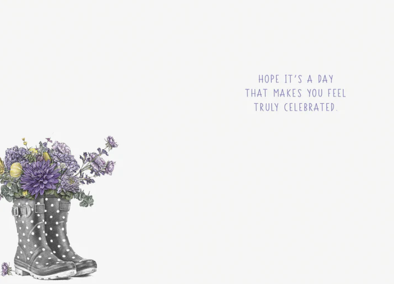 Rainboots With Flowers In Them Birthday Card