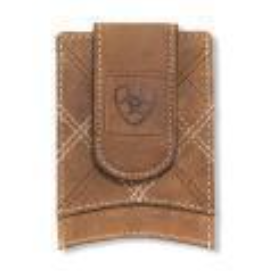 Ariat Card Case Cross Stitch Patch Medium Brown