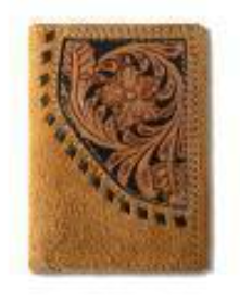 Ariat Mens Trifold Style Wallet Roughout Floral Overlay Tan