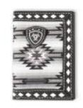 Ariat Mens Trifold Wallet Diamond Lacing Southwestern Fabric Black