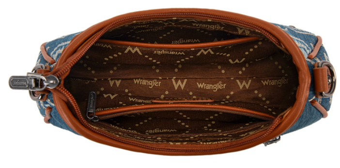 Wrangler Aztec Studded Denim Shoulder Bag with Mini Pouch
