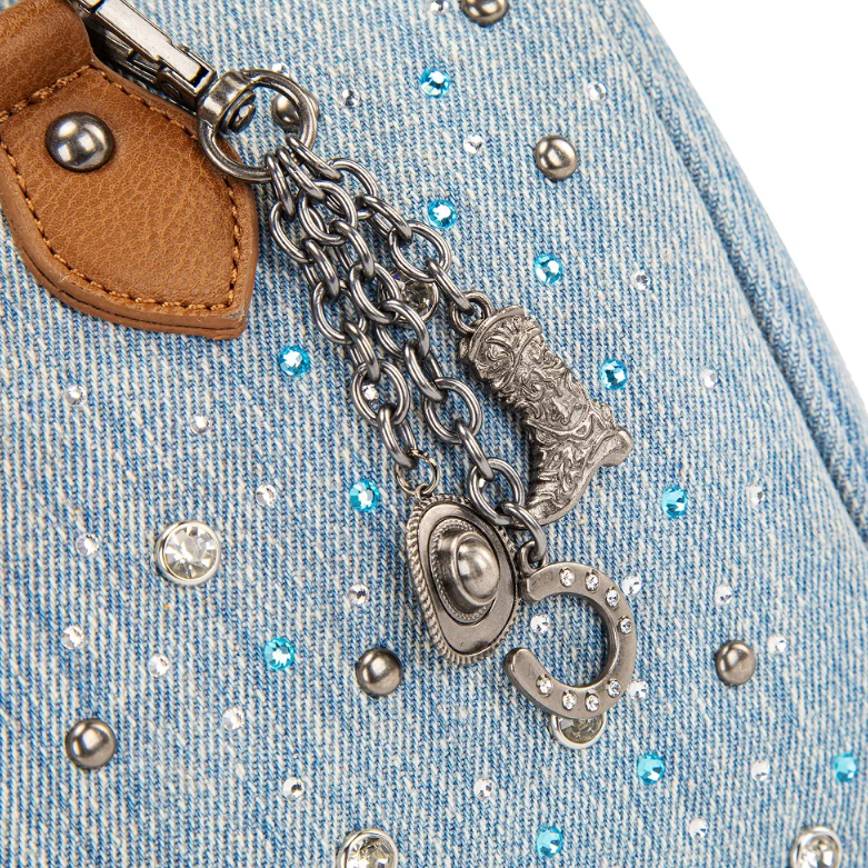 Wrangler Western Rhinestone Denim Boston Bag/Crossbody