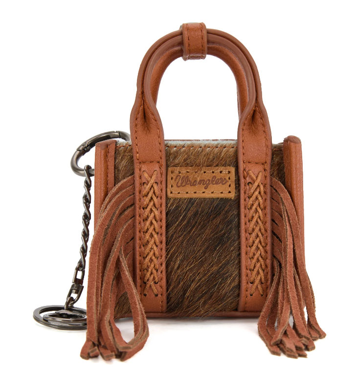 Wrangler Cowhide Mini Fringe Tote / Keychain Bag