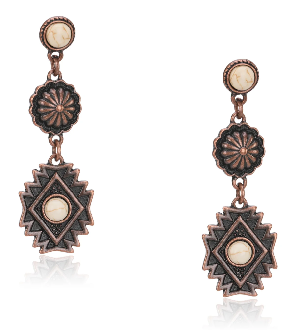 Rustic Couture's Artificial Stone Aztec Dangling Earring