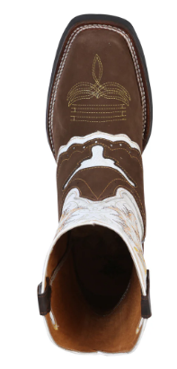 El General Men's Western Cowboy Boot - Crazy Nubuck Dark Brown w/Longhorn