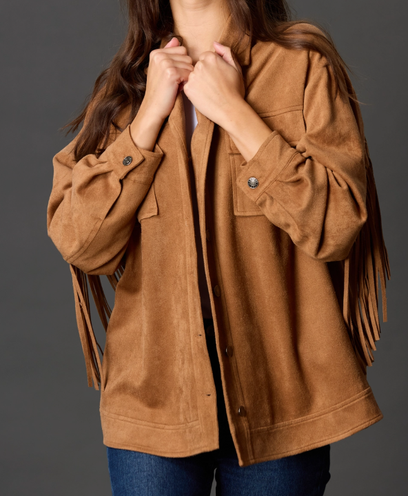 Before You Collectioon Faux Suede Fringe Jacket