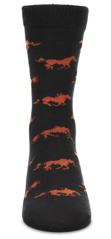 Austin Accent Kids Socks Black w/ Brown Horses