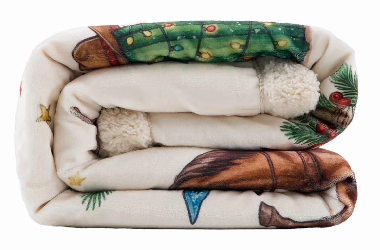 Indigo Hill Western Christmas Campfire Sherpa Throw