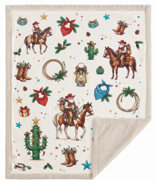 Indigo Hill Western Christmas Campfire Sherpa Throw