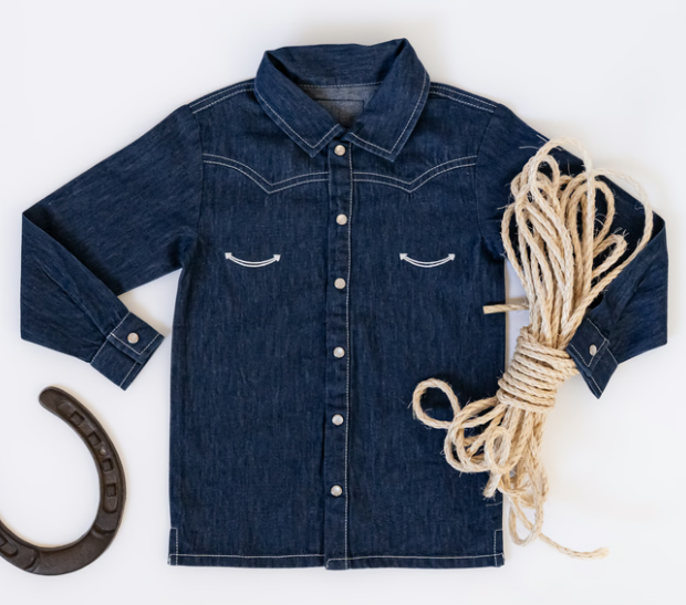 L'ovedbaby Kids' Western Denim Long-Sleeve Button-Up
