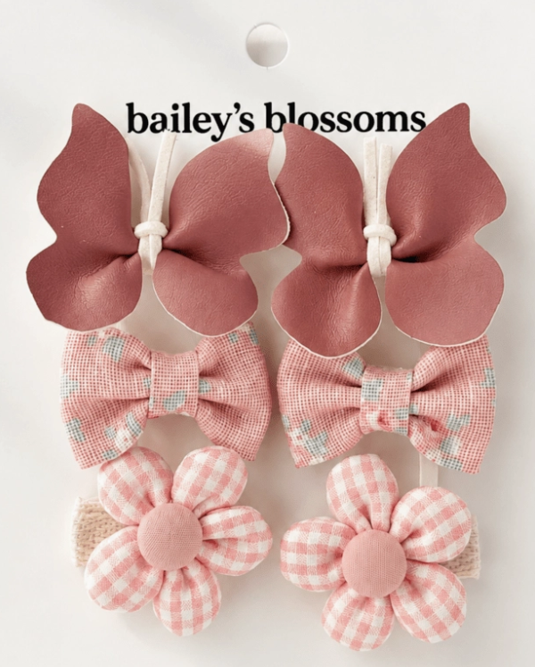 Bailey's Blossoms 6-Piece Hair Clip Set - Petal Pink