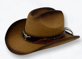 Cowboy Hat with Leather Longhorn Band