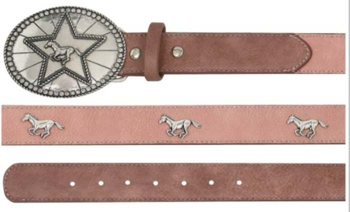 Catchfly Girls Belt Orchid Pink W/Galloping and Buckle