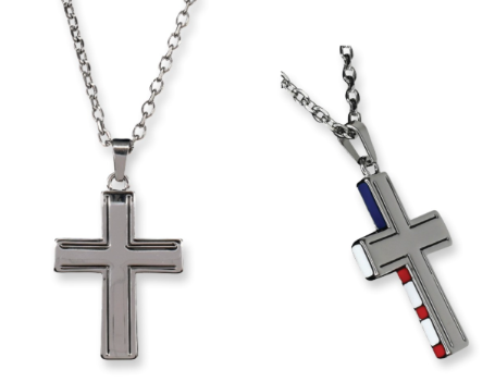 Justin Men's Necklace Cross W/American Flag Colors